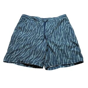 FAIR HARBOR Men's The Ozone Swim Trunks Size XL Blue Zebra Print Board Shorts